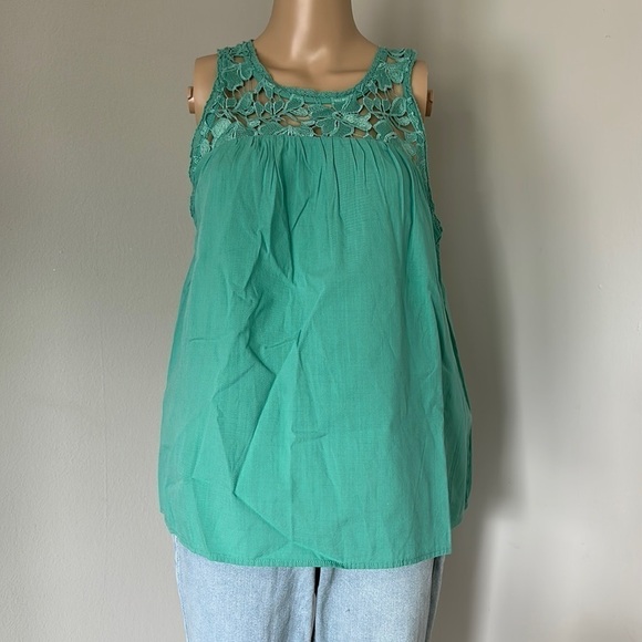 Knox Rose Tops - Women's Tank Top Batik Green Wide Strap Sleeveless Blouse Knox Rose